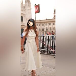 Elegant Cream Off-Shoulder Dress